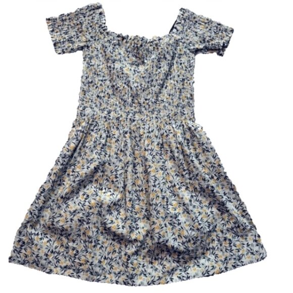 NWOT H&M Lemon Print Smocked Dress Square Neckline Short Sleeve Size Medium - Picture 1 of 7